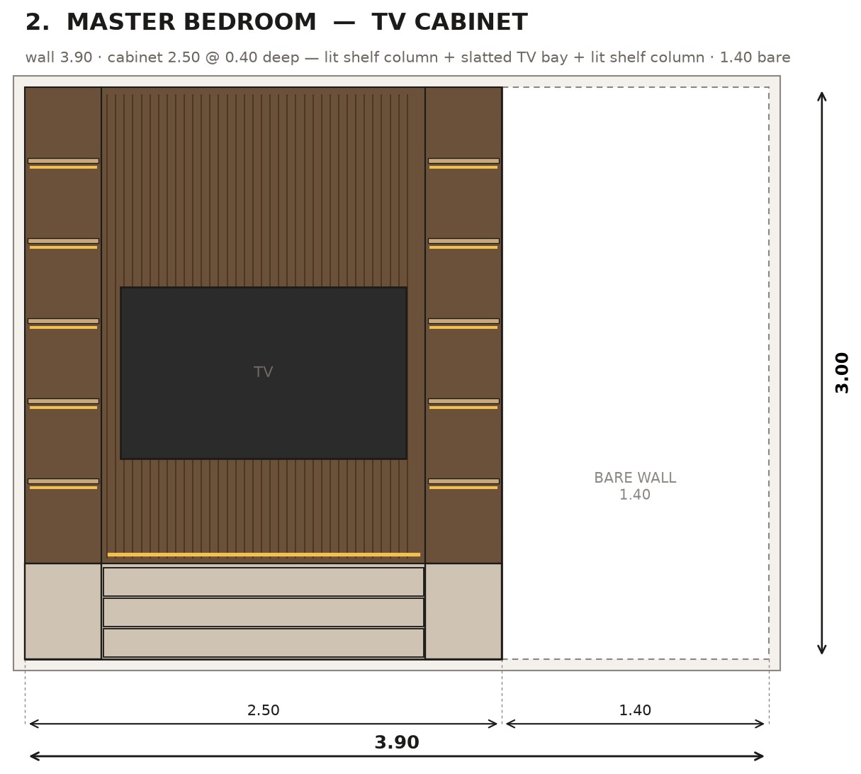 Master bedroom — TV cabinet elevation