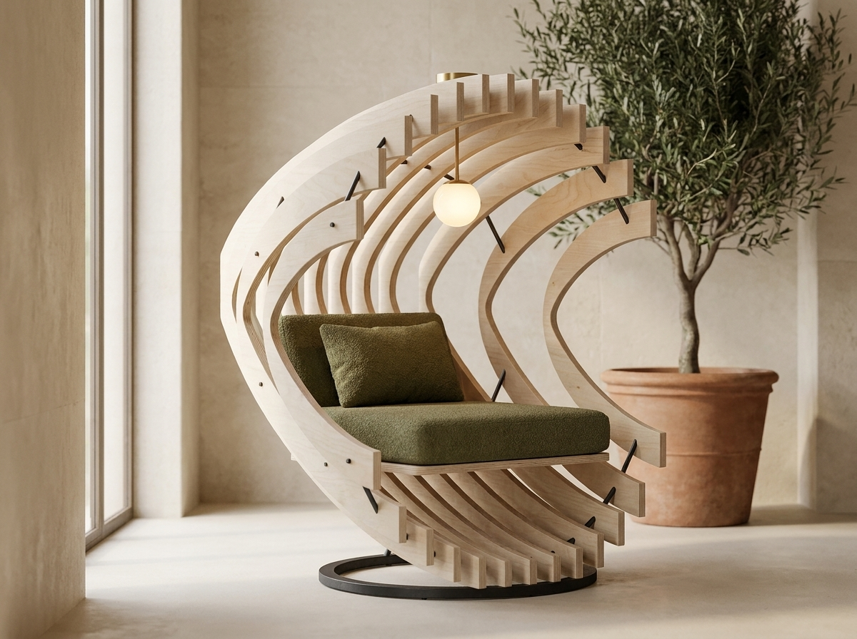 Option 5 — rib construction, slim tall proportions, with reading light
